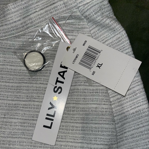 NWT Lily Star white and silver midi wrap skirt - Picture 6 of 6